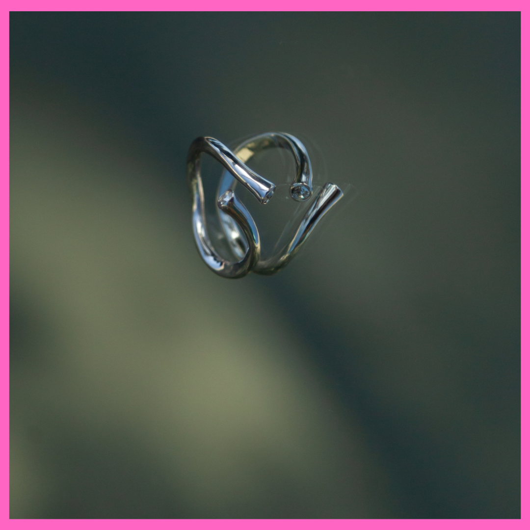 925 Sterling Silver Cubic Zirconia Irregular Minimalist Band Ring