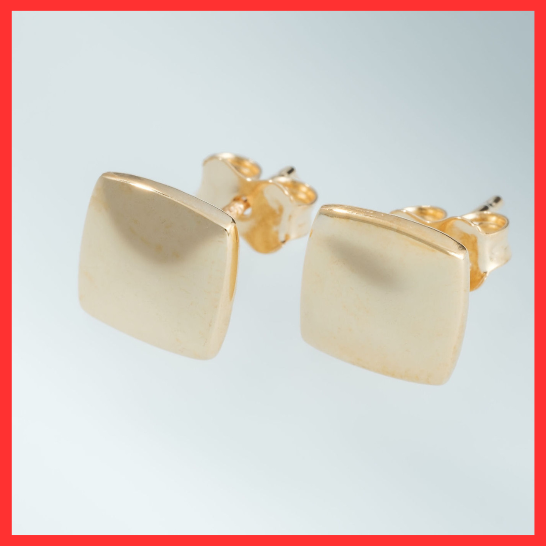 9ct Yellow Gold Button Stud Earrings