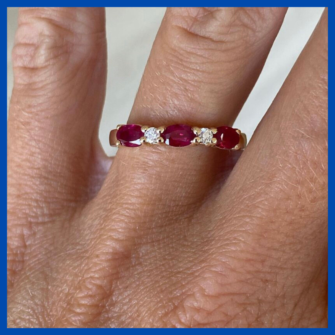 Anni Ring - Thin Gold Ring with Diamonds and Coloured Gemstones