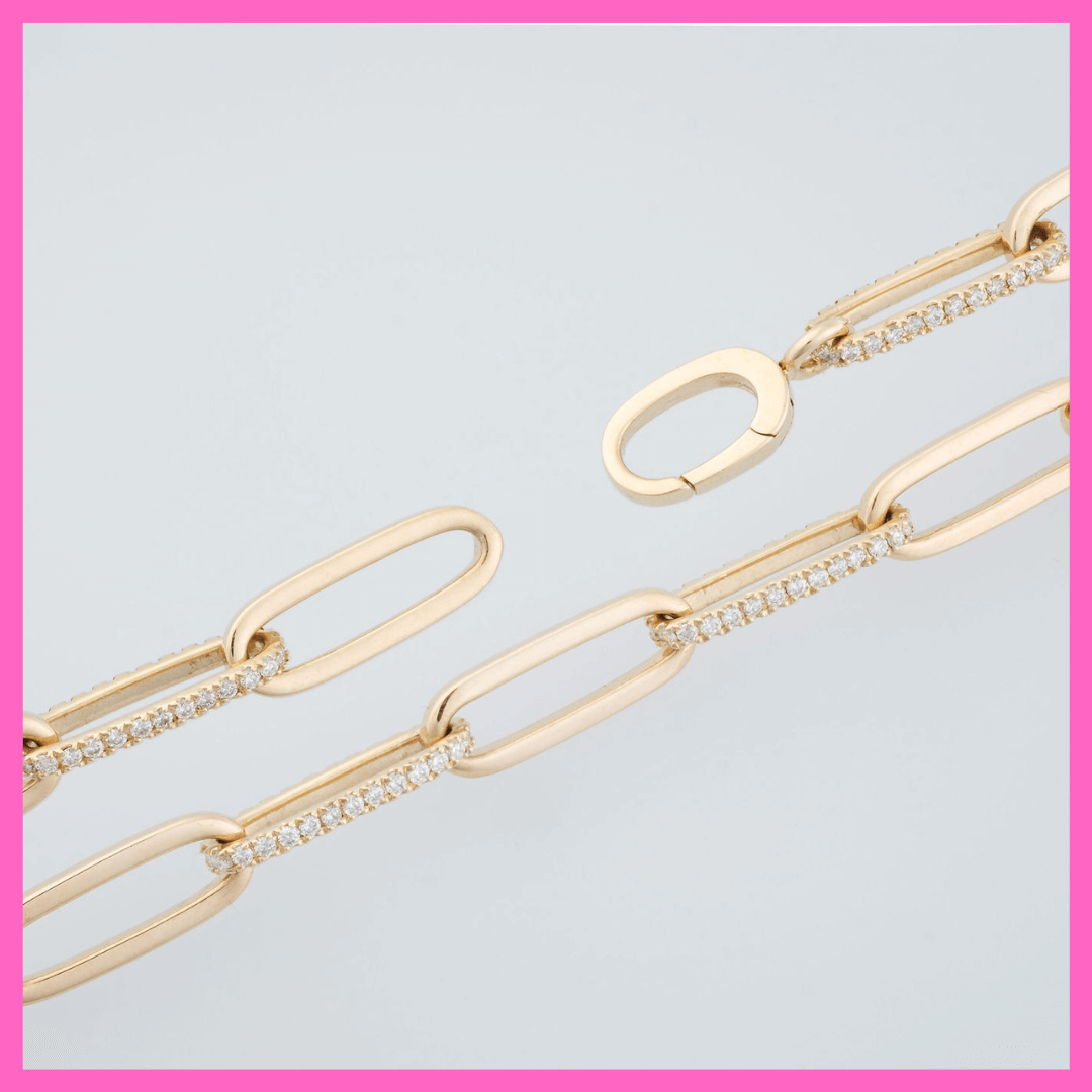 18ct Yellow Gold Diamond Paperclip Necklace
