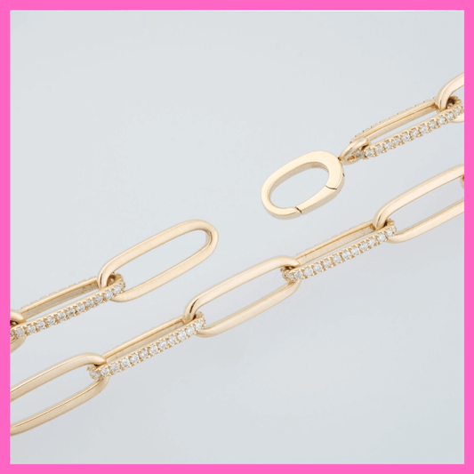 18ct Yellow Gold Diamond Paperclip Necklace