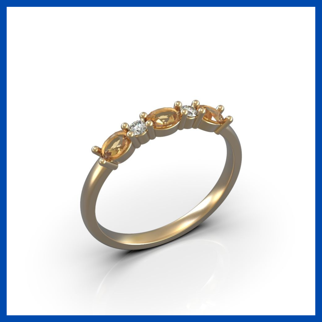 Anni Ring - Thin Gold Ring with Diamonds and Coloured Gemstones