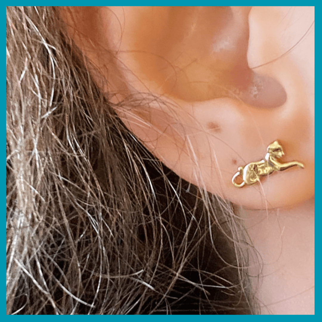 9ct Gold Lioness Earrings