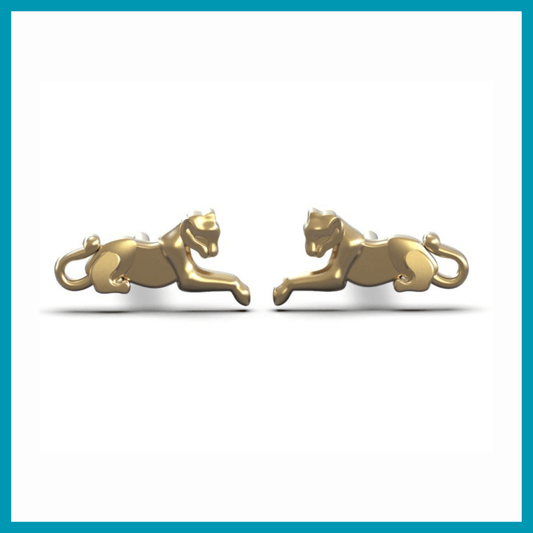 9ct Gold Lioness Earrings