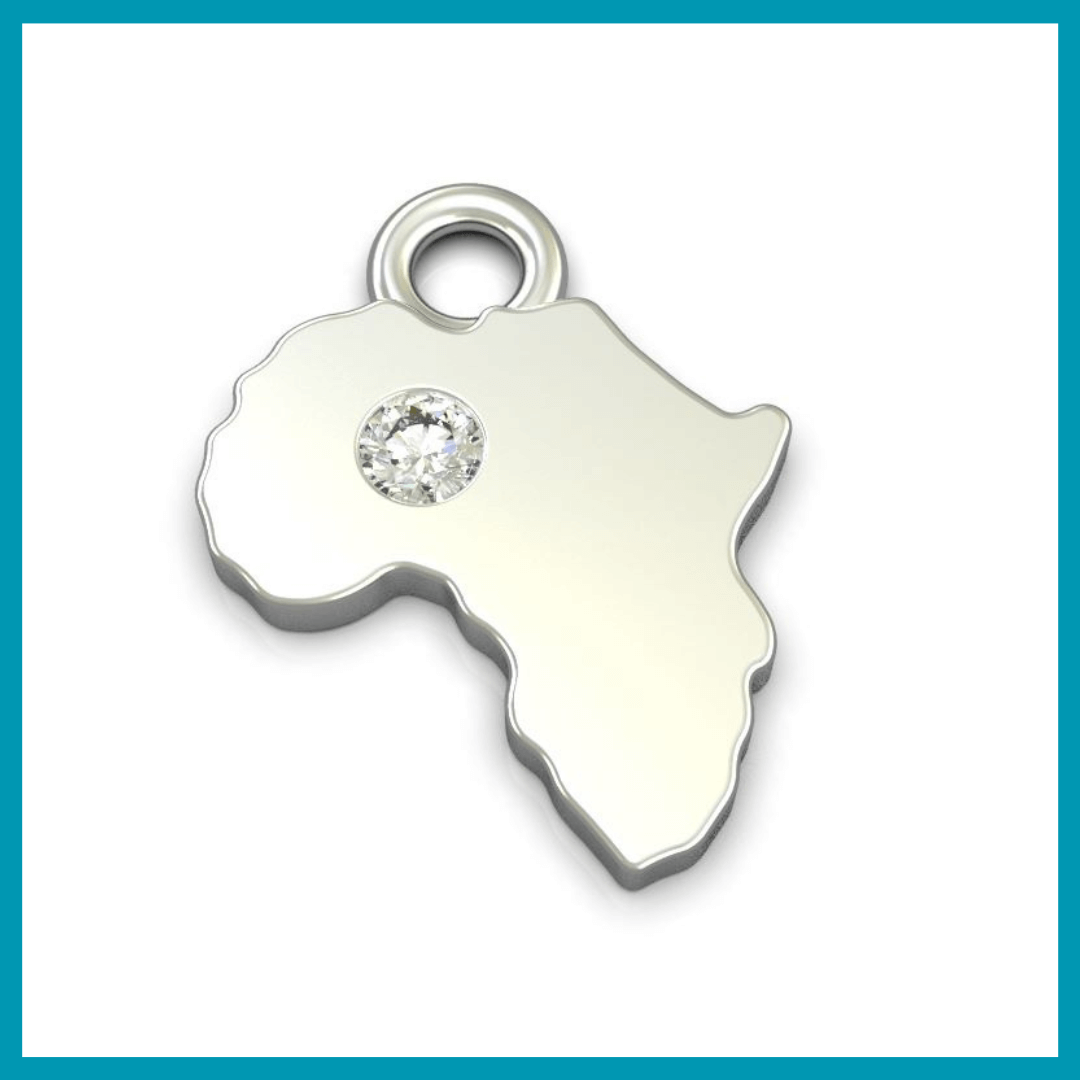 925 Silver Africa Pendant with 2mm Diamond