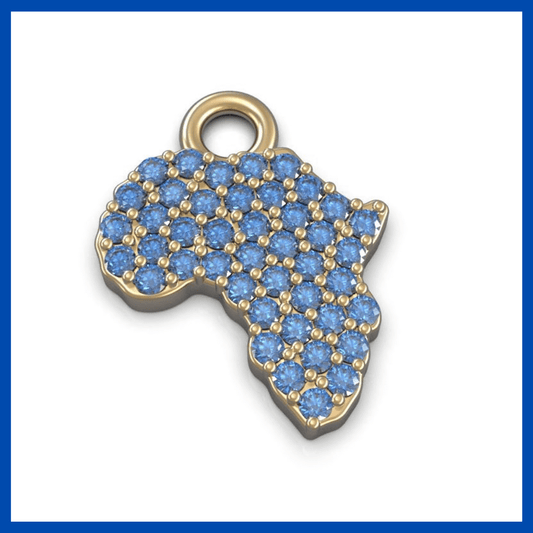 Blue Sapphire Covered 9ct Gold Africa Pendant