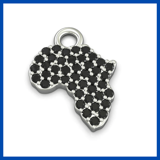 9ct Gold Africa Pendant Covered in Black Diamonds