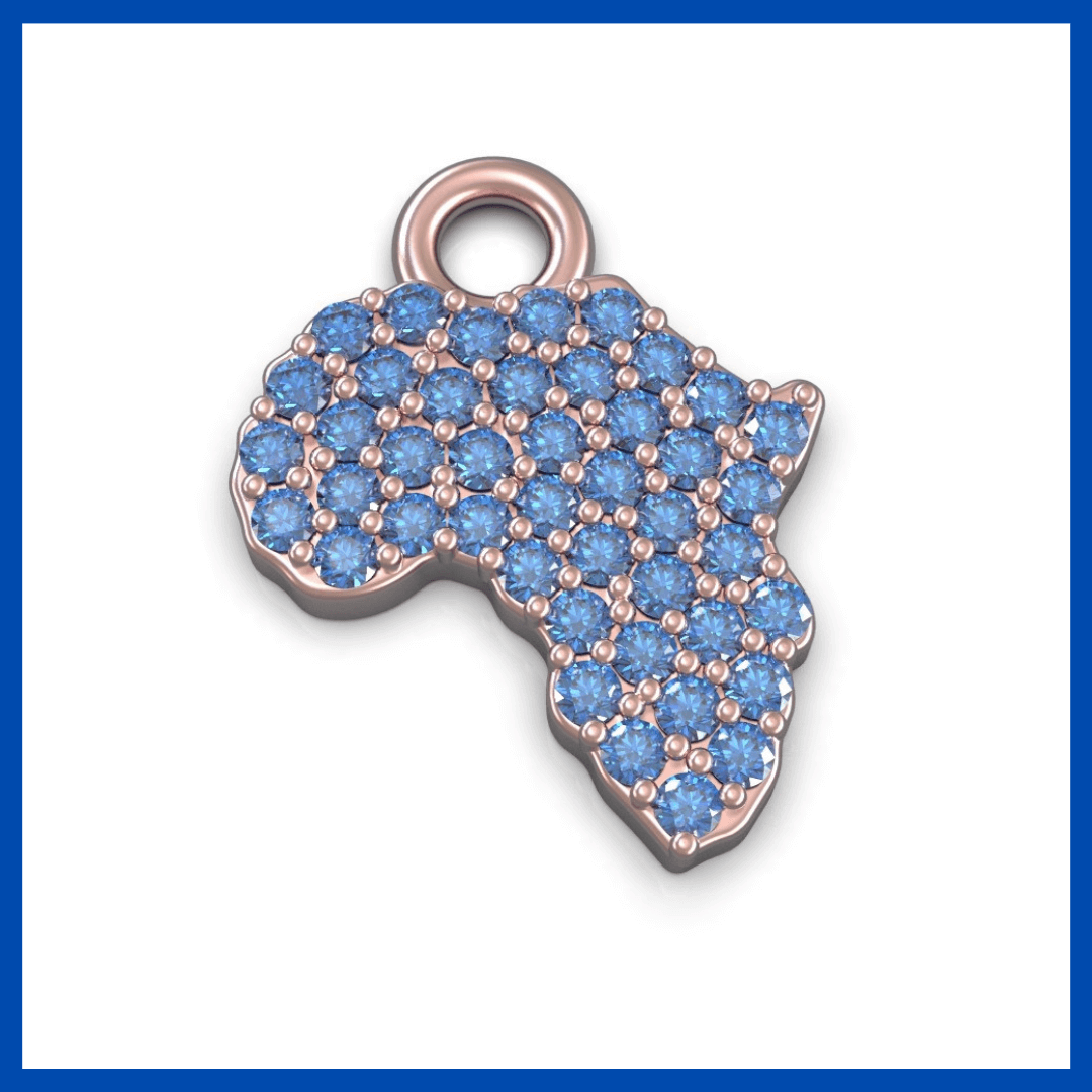 Blue Sapphire Covered 9ct Gold Africa Pendant