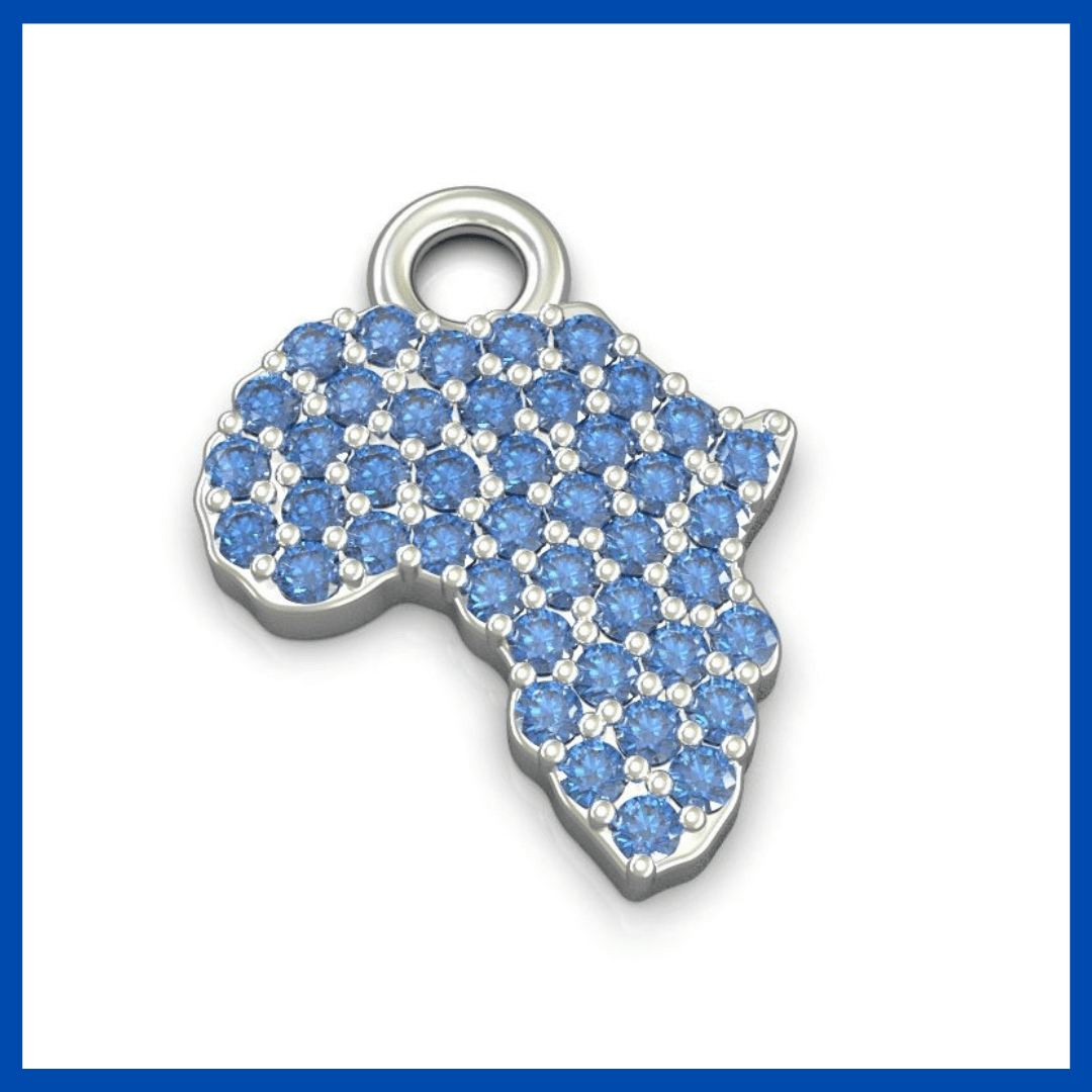 Blue Sapphire Covered 9ct Gold Africa Pendant