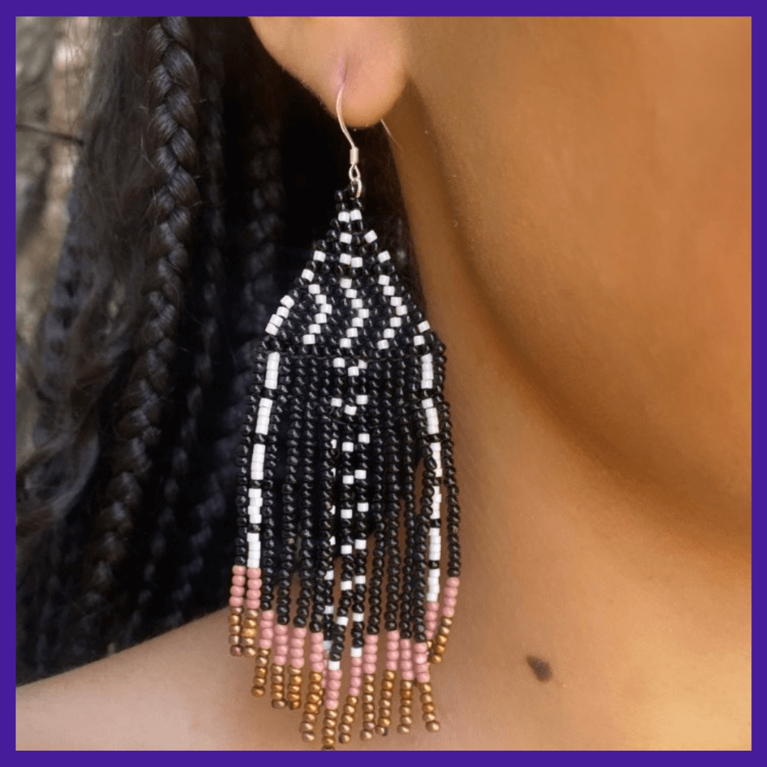 African Beaded Triangle Earrings