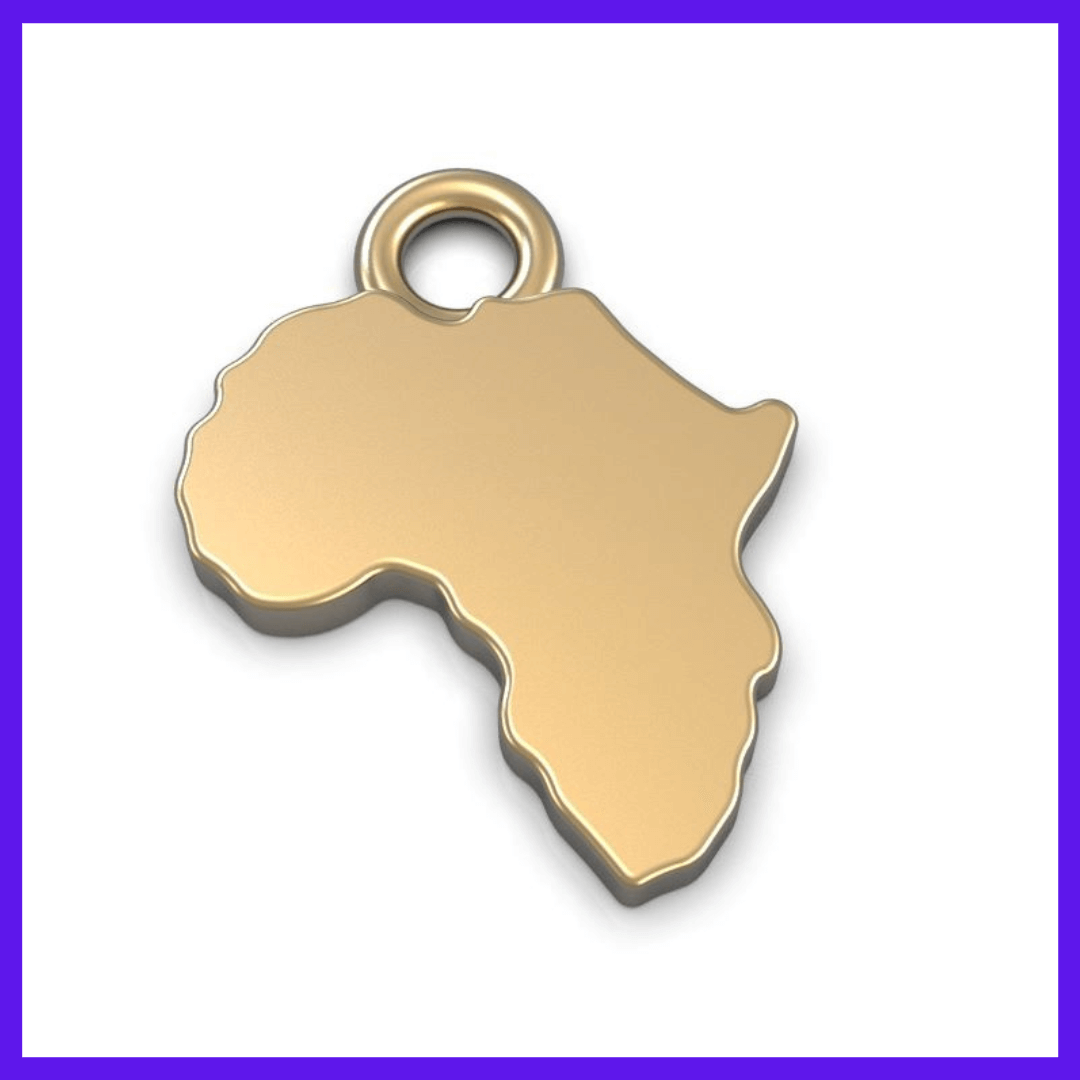 Solid 9ct Gold Africa Pendant