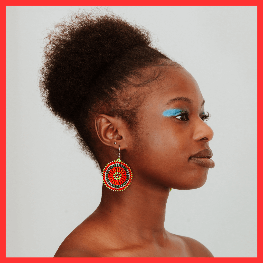 Small Round Scarlet Moss Earrings