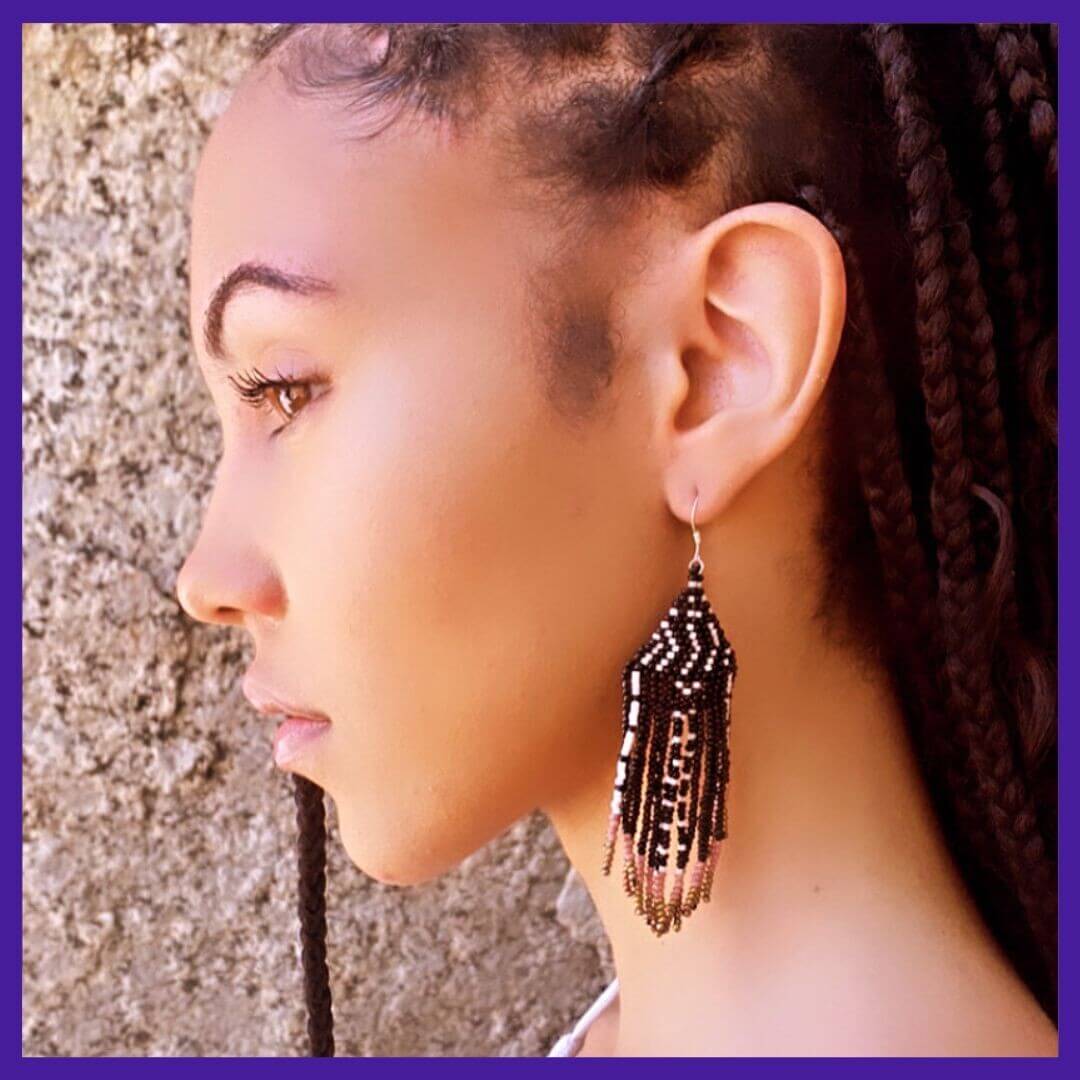 African Beaded Triangle Earrings